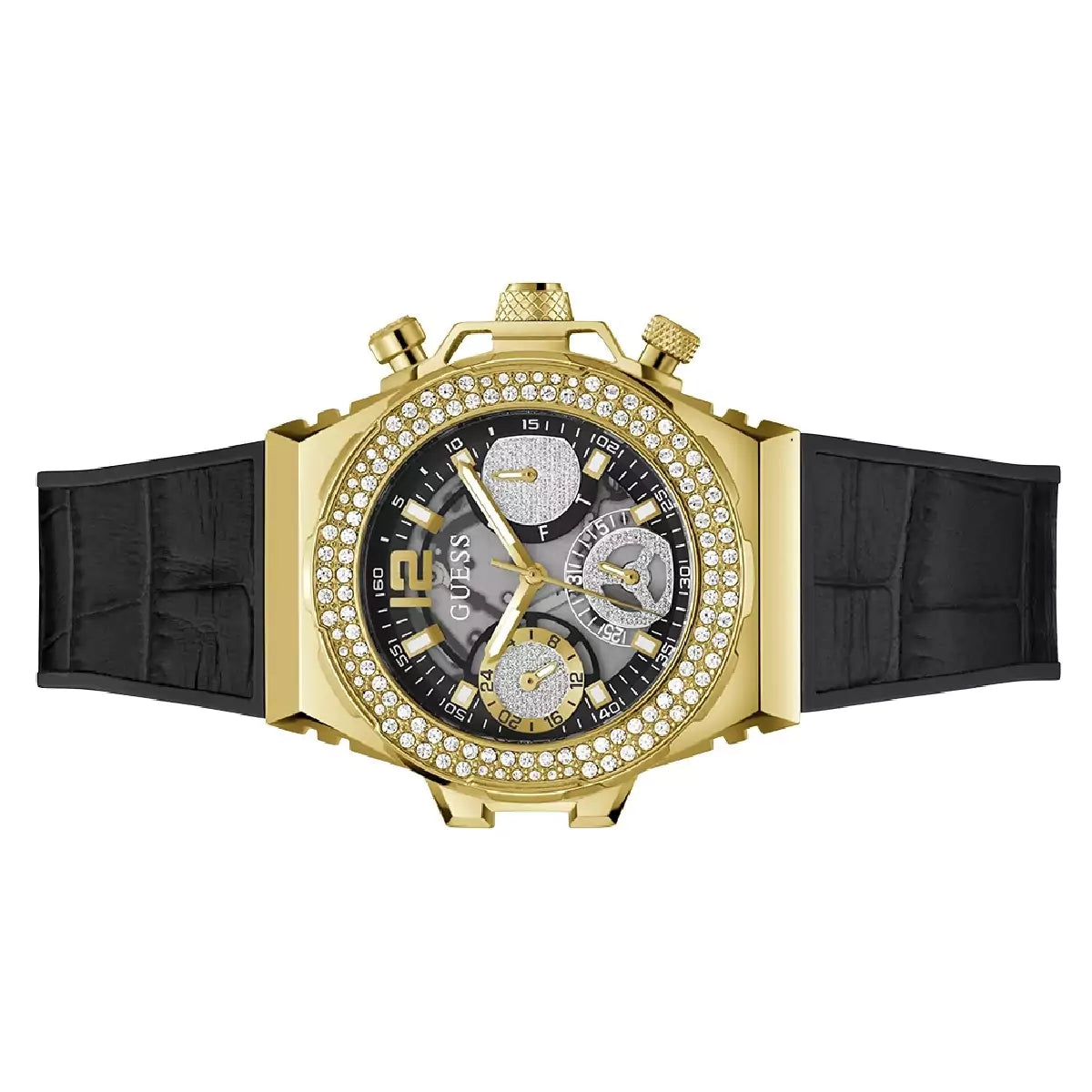  Shop Authentic Guess Fusion Chronograph Black Dial Black Leather Strap Watch For Women - GW0553L4 - Luxxuri