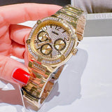  Shop Authentic Guess Duchess Quartz Gold Dial Gold Steel Strap Watch For Women - GW0558L2 - Luxxuri