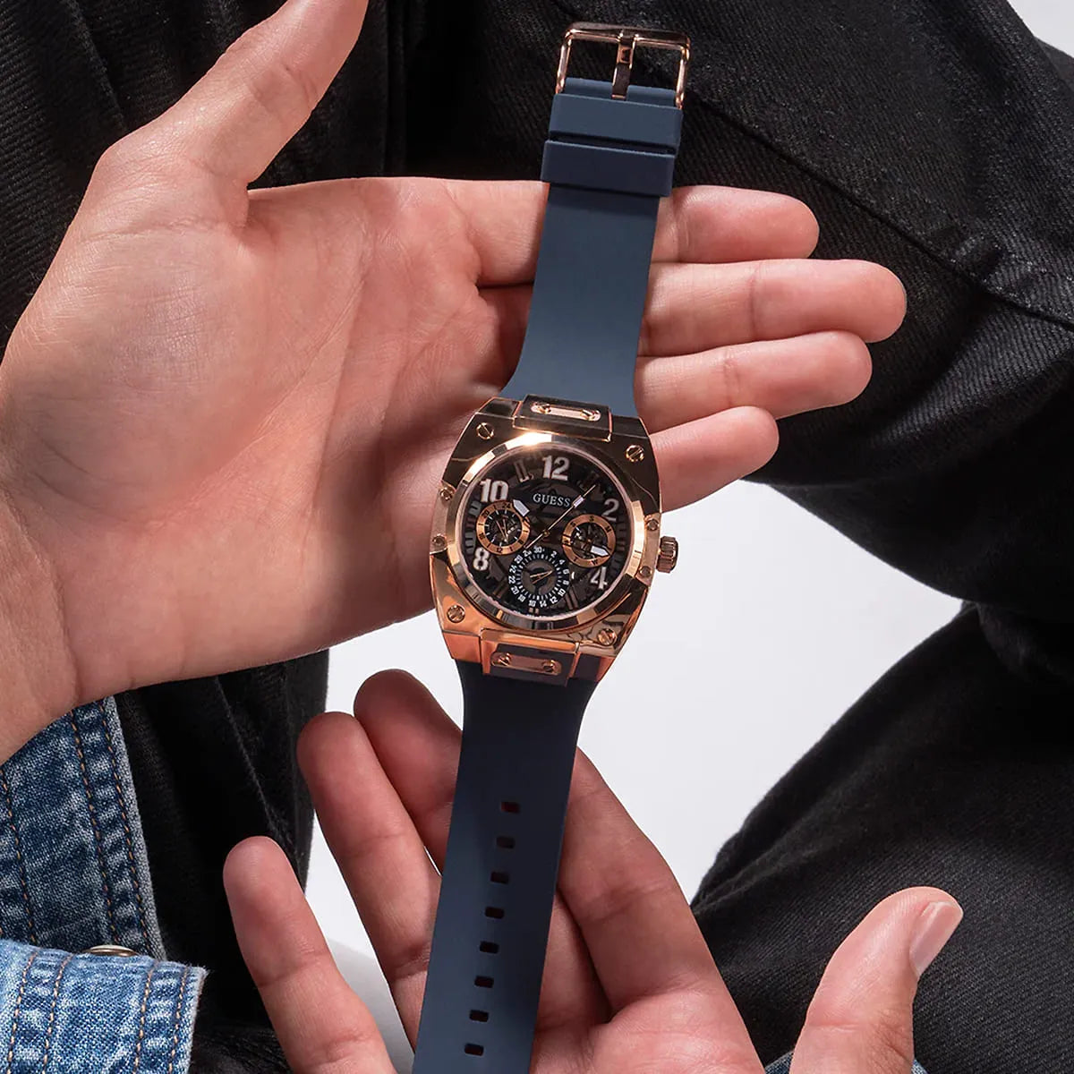  Shop Authentic Guess Prodigy Multifunction Navy Blue Dial Blue Silicone Strap Watch For Men - GW0569G3 - Luxxuri