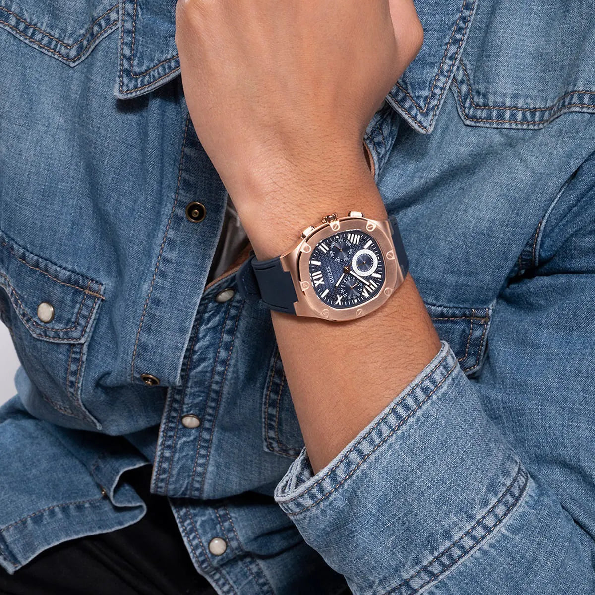  Shop Authentic Guess Headline Multifunction Quartz Blue Dial Blue Silicone Strap Watch For Men - GW0571G2 - Luxxuri