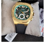  Shop Authentic Guess Headliner Multifunction Green Dial Black Silicone Strap Watch For Men - GW0571G3 - Luxxuri