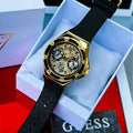  Shop Authentic Guess Asteria Multifunction Gold Dial Black Rubber Strap Watch For Women - GW0620L2 - Luxxuri