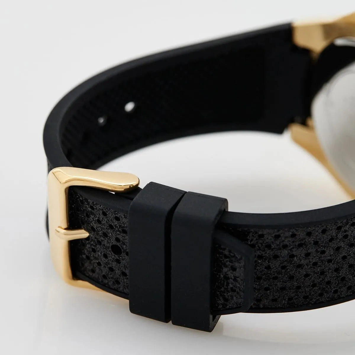 Guess Asteria Multifunction Gold Dial Black Rubber Strap Watch For Women - GW0620L2