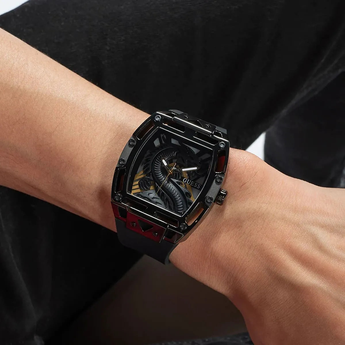  Shop Authentic Guess Legend Analog Black Dial Black Rubber Strap Watch For Men - GW0648G1 - Luxxuri