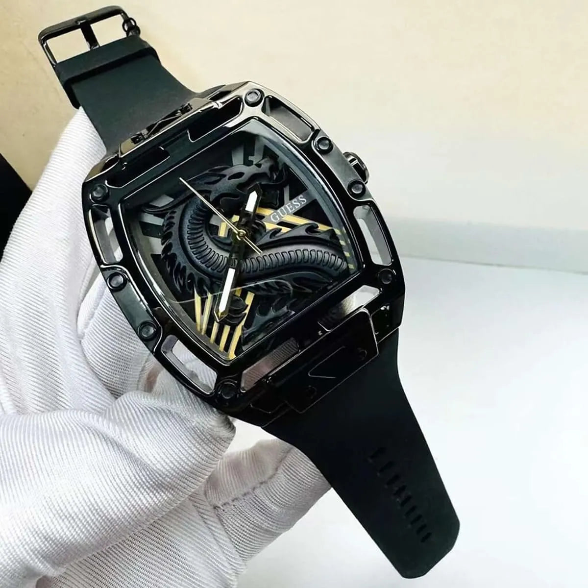  Shop Authentic Guess Legend Analog Black Dial Black Rubber Strap Watch For Men - GW0648G1 - Luxxuri