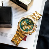  Shop Authentic Guess Equity Analog Green Dial Gold Steel Strap Watch For Men - GW0703G2 - Luxxuri