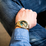  Shop Authentic Guess Equity Analog Green Dial Gold Steel Strap Watch For Men - GW0703G2 - Luxxuri
