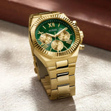  Shop Authentic Guess Equity Analog Green Dial Gold Steel Strap Watch For Men - GW0703G2 - Luxxuri