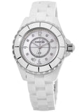 Shop Authentic Chanel J12 Diamonds Quartz Ceramic White Dial White Steel Strap Watch for Women - J12 H2422 - Luxxuri