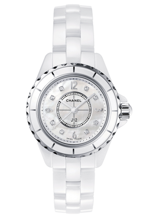  Shop Authentic Chanel J12 Diamonds Quartz Mother of Pearl White Dial White Steel Strap Watch for Women - J12 H2570 - Luxxuri