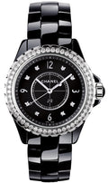 Chanel J12 Diamonds Ceramic Black Dial Black Steel Strap Watch for Women - J12 H3108