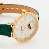  Shop Authentic Fossil Jacqueline Multifunction Moonphase Mother of Pearl White Dial Green Leather Strap Watch for Women - ES5244 - Luxxuri