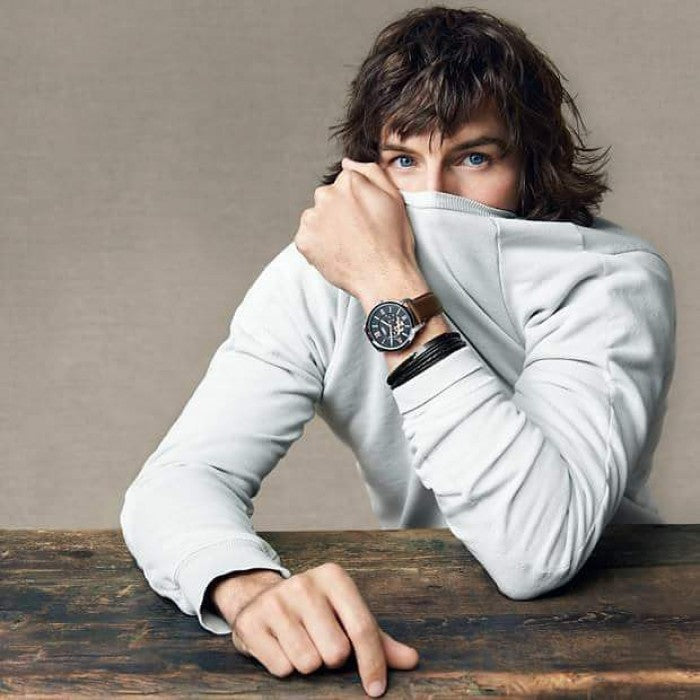  Shop Authentic Fossil Townsman Automatic Black Dial Brown Leather Strap Watch for Men - ME3061 - Luxxuri