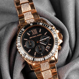  Shop Authentic Michael Kors Everest Chronograph Black Dial Rose Gold Steel Strap Watch For Women - MK5875 - Luxxuri