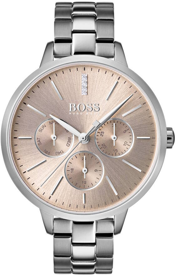  Shop Authentic Hugo Boss Symphony Red Gold Dial Silver Steel Strap Watch for Women- 1502421 - Luxxuri