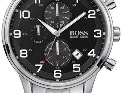 Shop Authentic Hugo Boss Aeroliner Black Dial Silver Steel Strap Watch for Men - 1513181 - Luxxuri