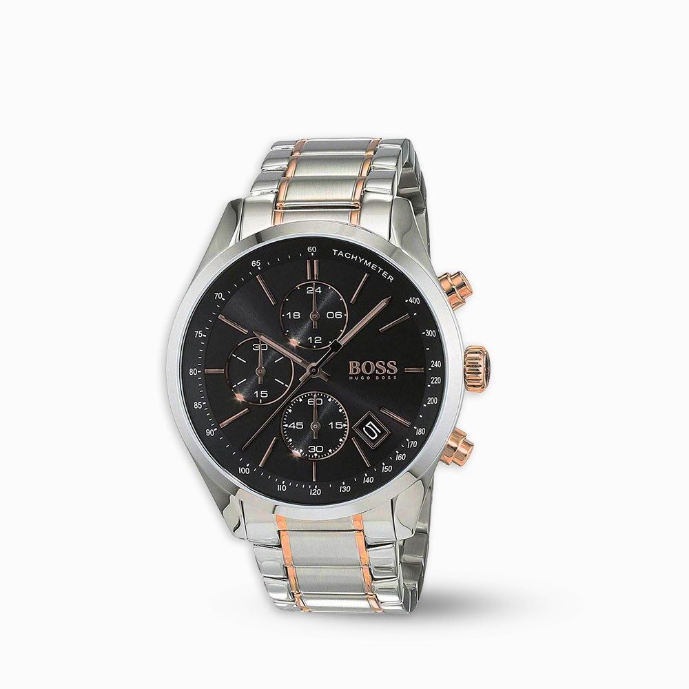  Shop Authentic Hugo Boss Grand Prix Black Dial Two Tone Steel Strap Watch for Men - 1513473 - Luxxuri
