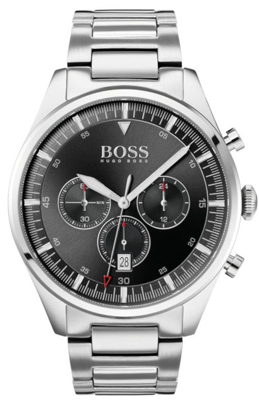  Shop Authentic Hugo Boss Pioneer Black Dial Silver Steel Strap Watch for Men - 1513712 - Luxxuri