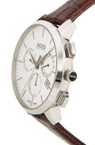  Shop Authentic Hugo Boss Slim Chronograph White Dial Brown Leather Strap Watch For Men - 1513263 - Luxxuri