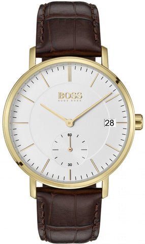  Shop Authentic Hugo Boss Corporal White Dial Brown Leather Strap Watch for Men - 1513640 - Luxxuri