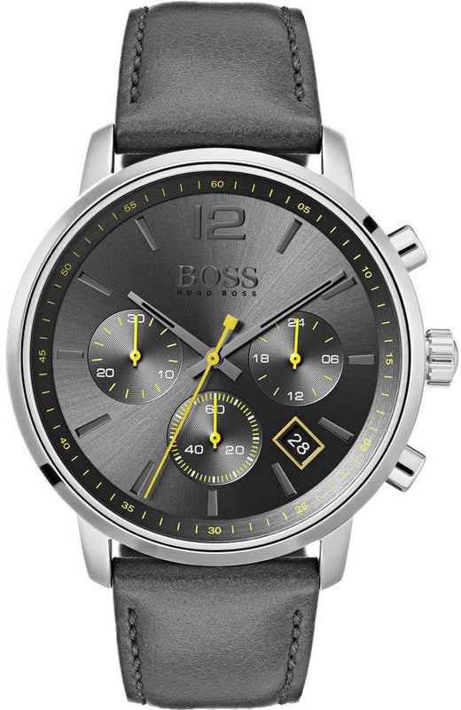  Shop Authentic Hugo Boss Attitude Grey Dial Grey Leather Strap Watch for Men - 1513658 - Luxxuri