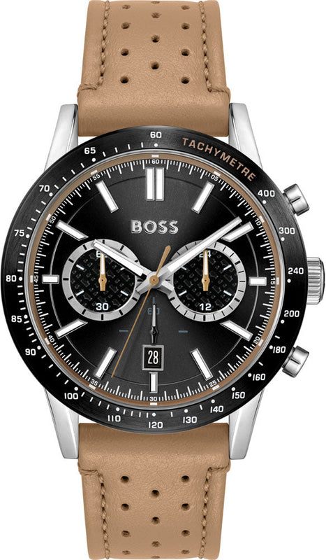  Shop Authentic Hugo Boss Allure Black Dial Brown Leather Strap Watch for Men - 1513964 - Luxxuri