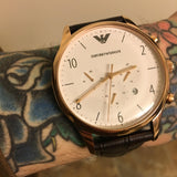  Shop Authentic Emporio Armani Beta Chronograph White Dial Brown Leather Strap Watch For Men - AR1916 - Luxxuri