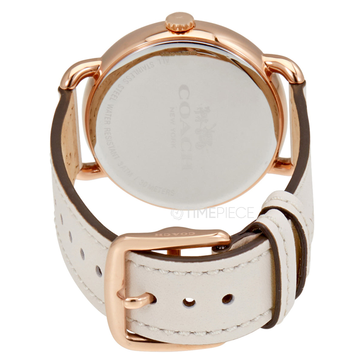 Coach Delancey White Dial White Leather Strap Watch for Women - 14502716