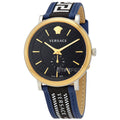  Shop Authentic Versace  V-Circle Black Dial Blue Leather Strap Watch for Men - VEBQ01419 - Luxxuri