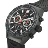  Shop Authentic Tag Heuer Carrera Automatic Chronograph Black Dial Black Rubber Strap Watch for Men - CBG2A90.FT6173 - Luxxuri