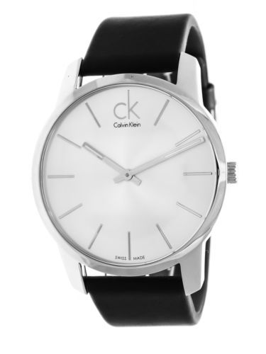  Shop Authentic Calvin Klein City White Dial Black Leather Strap Watch For Men - K2G211C6 - Luxxuri