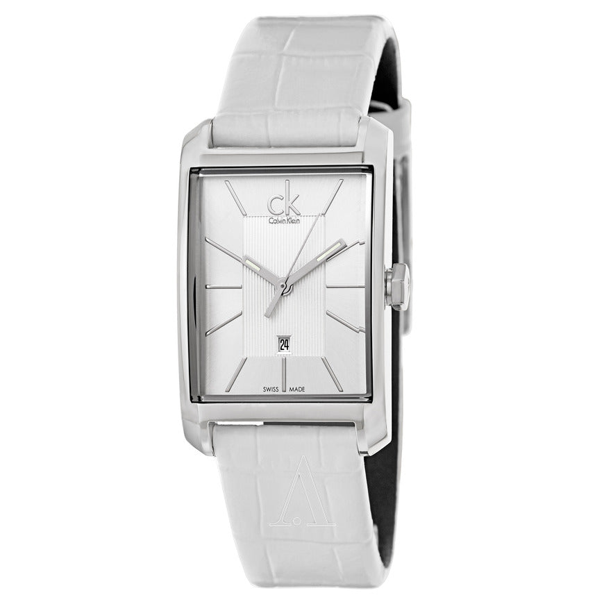  Shop Authentic Calvin Klein Window White Dial White Leather Strap Watch for Men - K2M21120 - Luxxuri