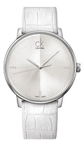  Shop Authentic Calvin Klein Accent Silver Dial White Leather Strap Watch for Women - K2Y2Y1KW - Luxxuri