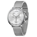  Shop Authentic Calvin Klein High Noon Silver Dial Silver Mesh Bracelet Watch for Men - K8M27126 - Luxxuri