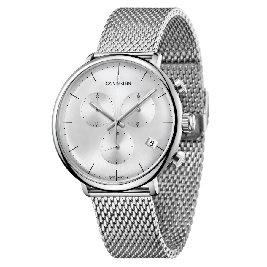  Shop Authentic Calvin Klein High Noon Silver Dial Silver Mesh Bracelet Watch for Men - K8M27126 - Luxxuri