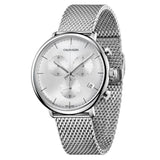  Shop Authentic Calvin Klein High Noon Silver Dial Silver Mesh Bracelet Watch for Men - K8M27126 - Luxxuri
