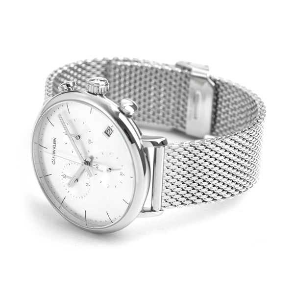  Shop Authentic Calvin Klein High Noon Silver Dial Silver Mesh Bracelet Watch for Men - K8M27126 - Luxxuri