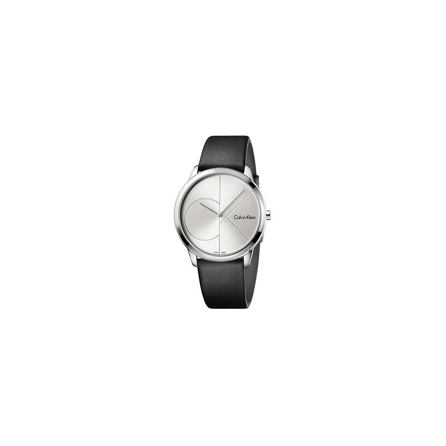  Shop Authentic Calvin Klein Minimal Silver Dial Black Leather Strap Watch for Men - K3M211CY - Luxxuri
