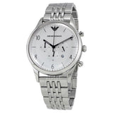  Shop Authentic Emporio Armani Classic Chronograph Silver Dial Silver Steel Strap Watch For Men - AR1879 - Luxxuri