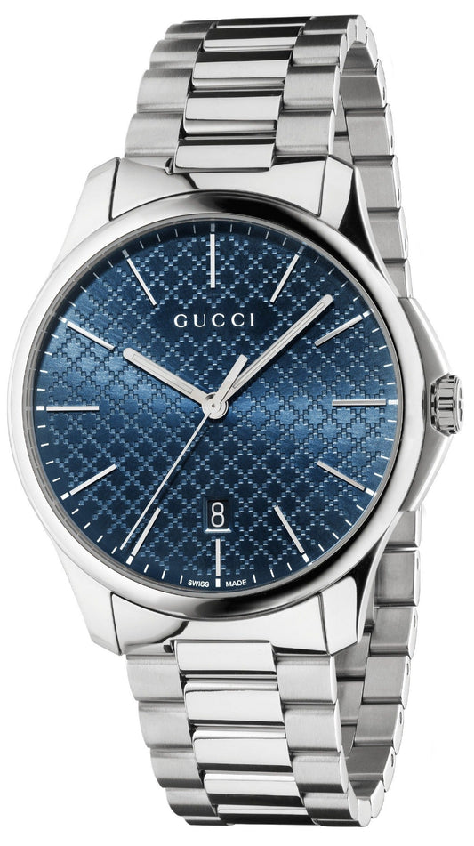  Shop Authentic Gucci G Timeless Blue Dial Silver Steel Strap Watch For Men - YA126316 - Luxxuri