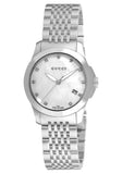  Shop Authentic Gucci G Timeless Diamonds Mother of Pearl Dial Silver Steel Strap Watch For Women - YA126504 - Luxxuri