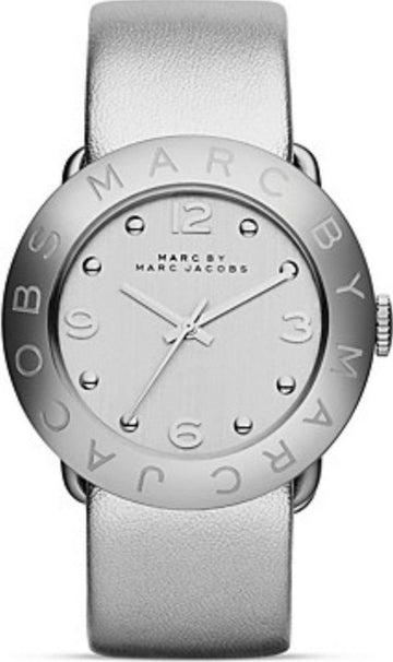  Shop Authentic Marc Jacobs Amy Silver Dial Silver Leather Strap Watch for Women - MBM8626 - Luxxuri