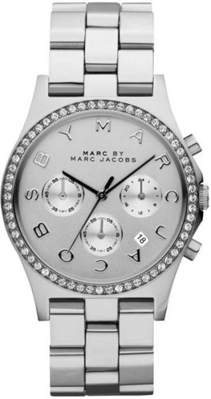  Shop Authentic Marc Jacobs Henry Glitz Chronograph Silver Dial Silver Steel Strap Watch for Women - MBM9017 - Luxxuri