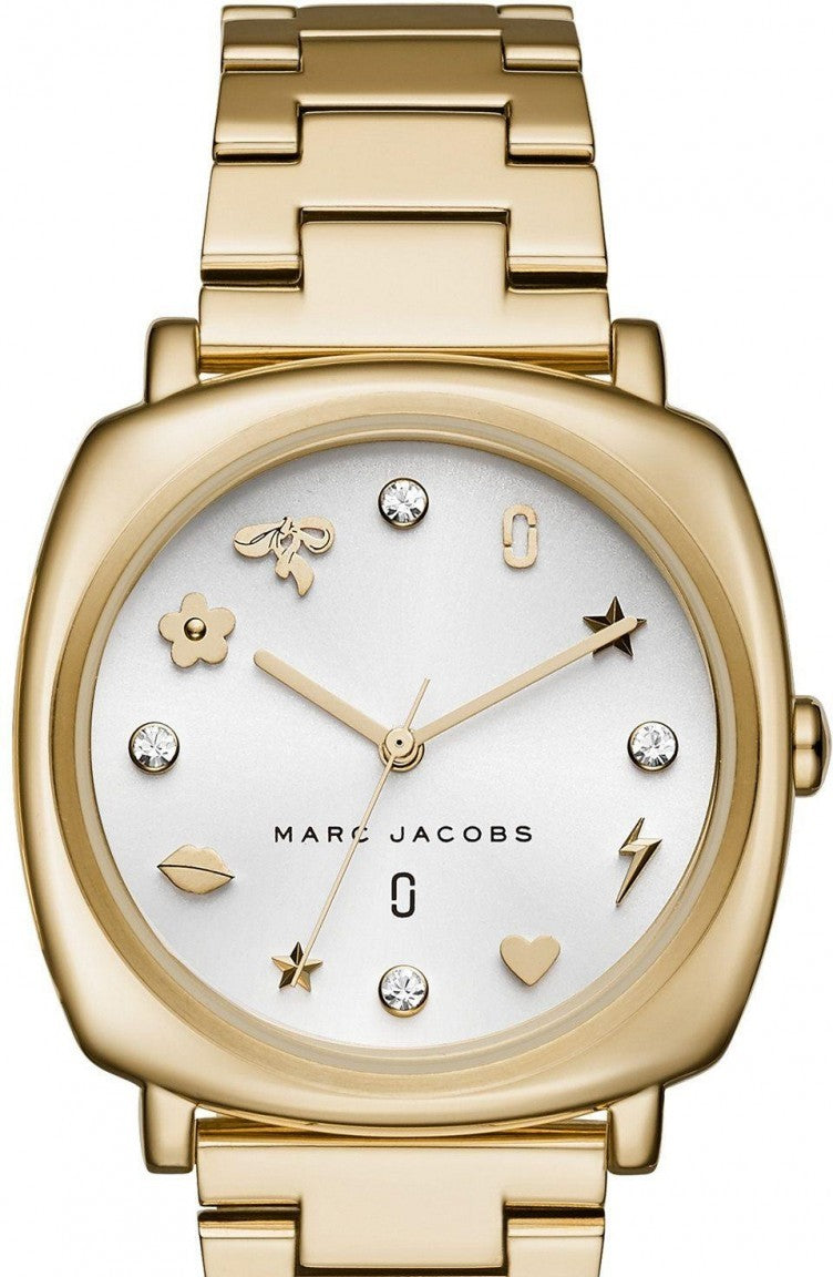 Marc Jacobs Mandy White Dial Gold Steel Strap Watch for Women - MJ3573