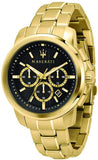  Shop Authentic Maserati Successo 44mm Black Dial Gold Stainless Steel Strap Watch For Men - R8873621013 - Luxxuri