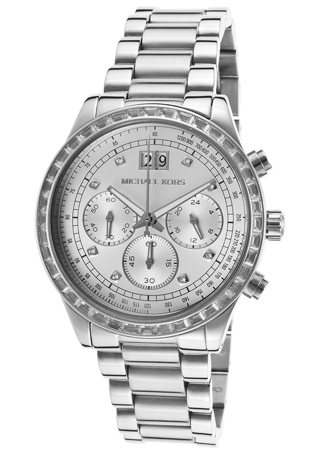 Shop Authentic Michael Kors Brinkley Diamonds Silver Dial Silver Steel Strap Watch for Women - MK6186 - Luxxuri
