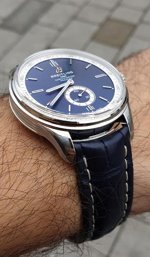  Shop Authentic Breitling Premier Automatic 40mm Blue Dial Blue Leather Strap Mens Watch - A37340351C1P2 - Luxxuri