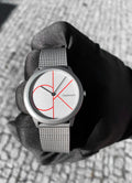  Shop Authentic Calvin Klein Minimal White Dial Silver Mesh Bracelet Watch for Women - K3M52152 - Luxxuri