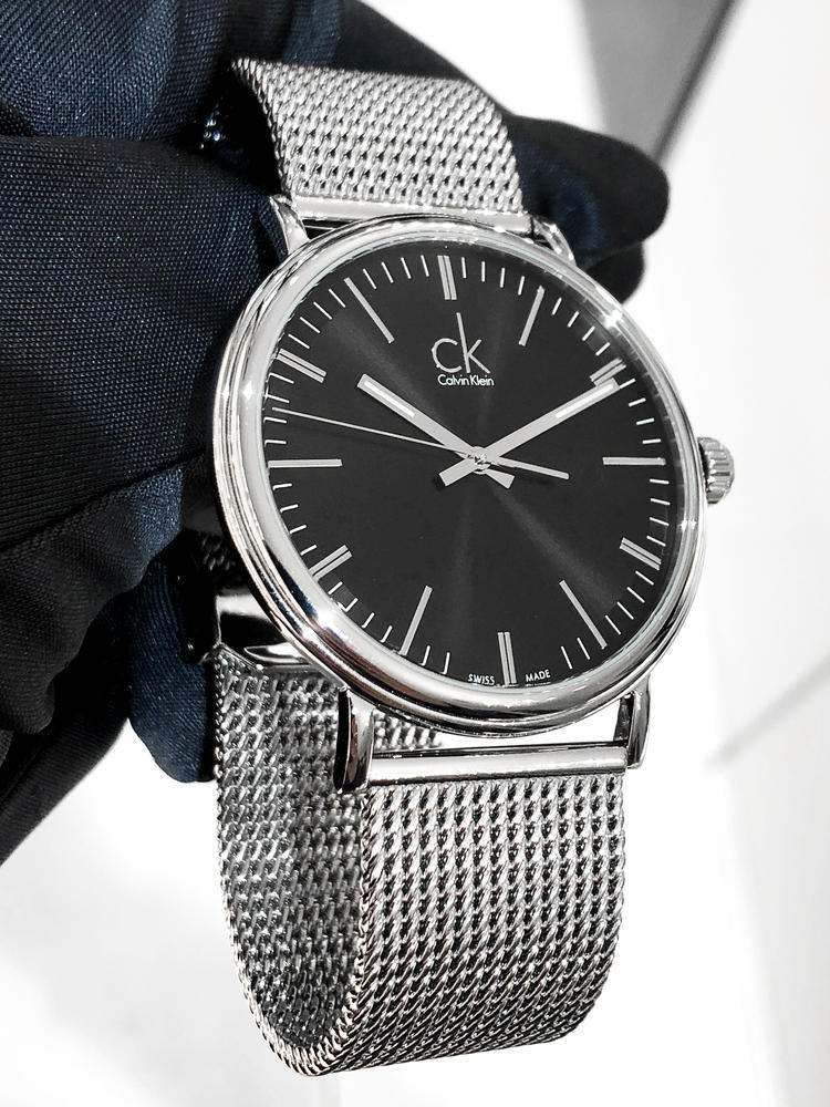  Shop Authentic Calvin Klein Surround Black Dial Silver Mesh Bracelet Watch for Men - K3W21121 - Luxxuri