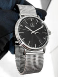  Shop Authentic Calvin Klein Surround Black Dial Silver Mesh Bracelet Watch for Men - K3W21121 - Luxxuri